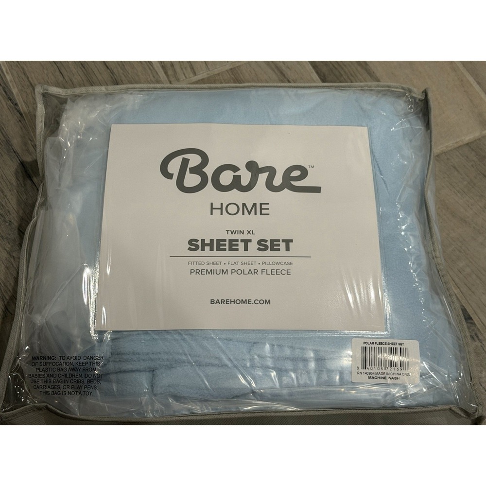 Bare Sheet Set Twin XL Premium Polar Fleece Dorm Bed Size College Blue Sheet